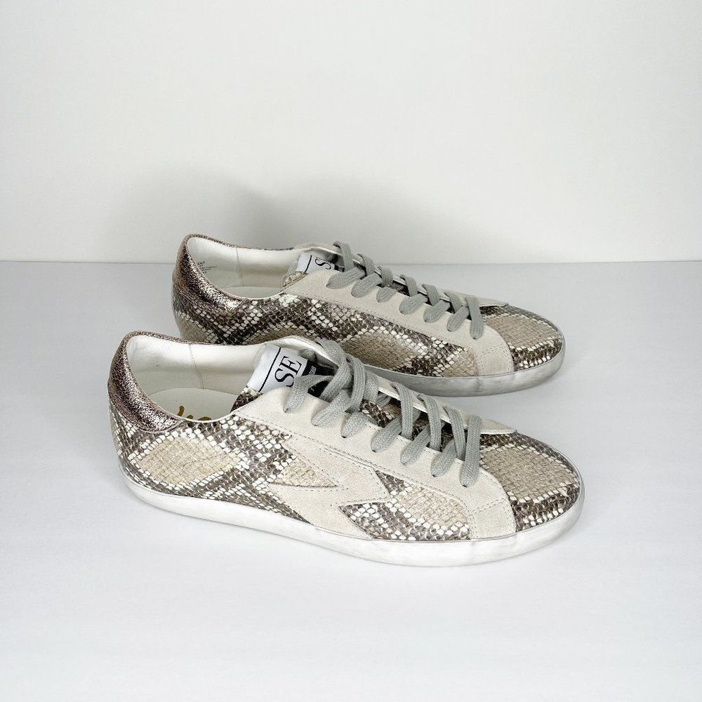 SAM EDELMAN Areson Suede Snake Print Lace-Up Sneakers